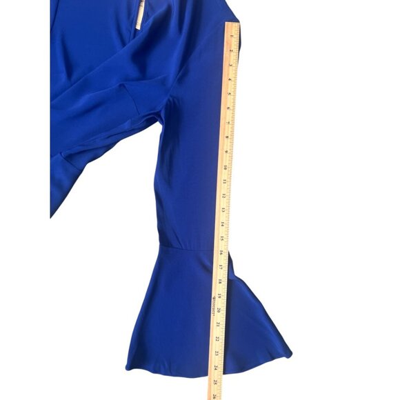 NWT Artelier Nicole Miller Blue Keyhole Crewneck Peplum Blouse Small Reg $245 - Picture 12 of 12